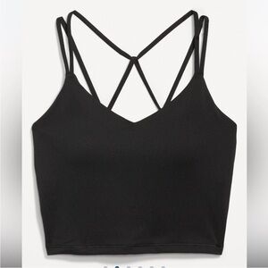Old Navy Black Active Powerpress Longline Crop Top Sports Bra